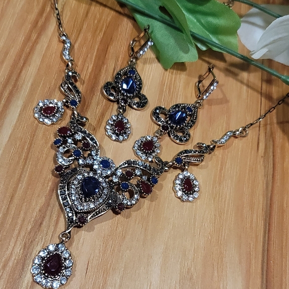 Turkish Vintage Look Jewelry Set for Women,NEW,Antique,Wedding Set, HandmadeGift - Picture 6 of 12